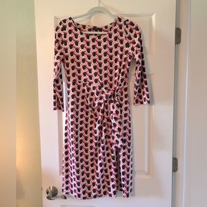 Talbots Dress Geometric Print Self Tie Sz S